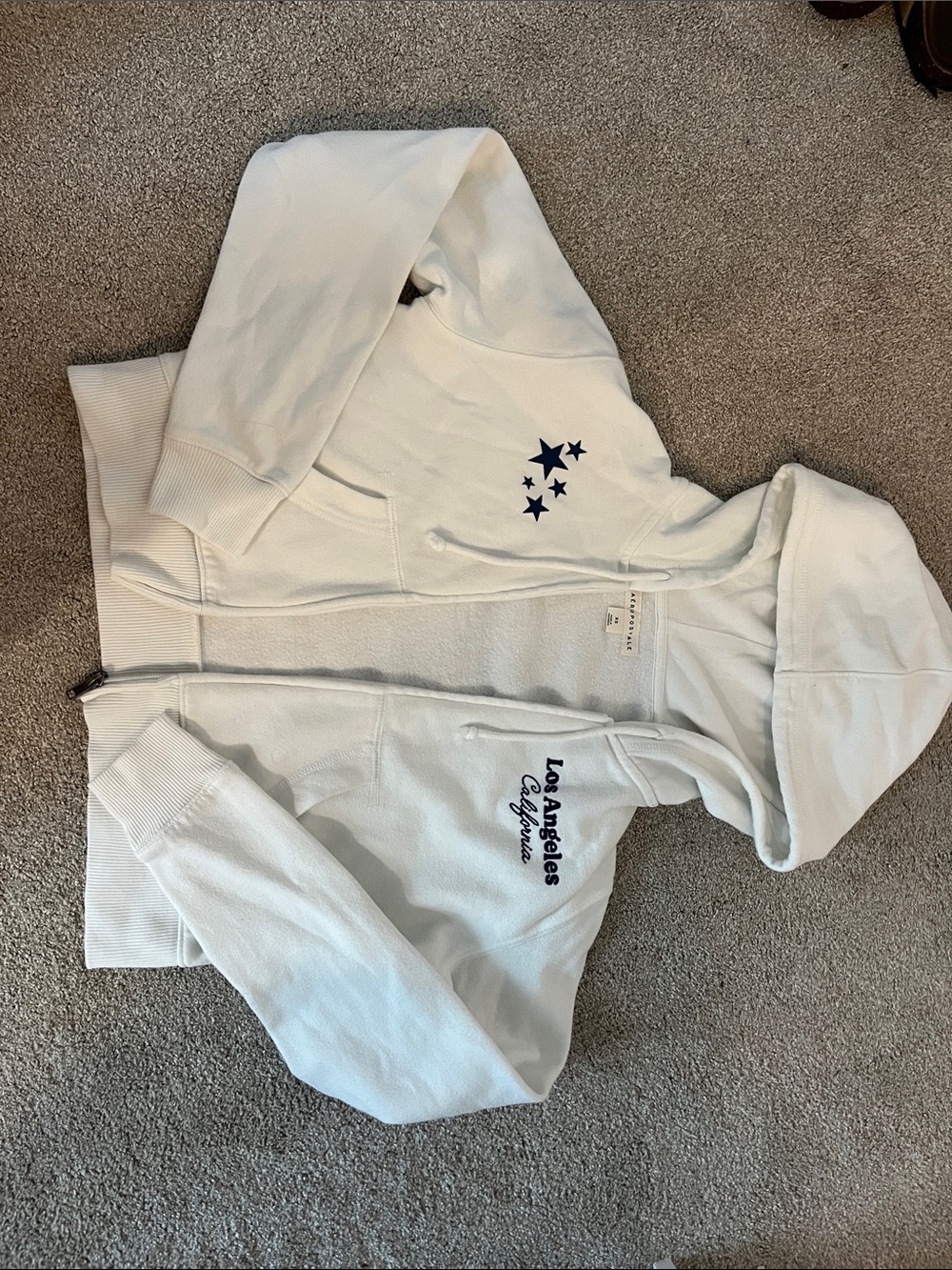 Aeropostale White Hoodie with Navy Logo Tag